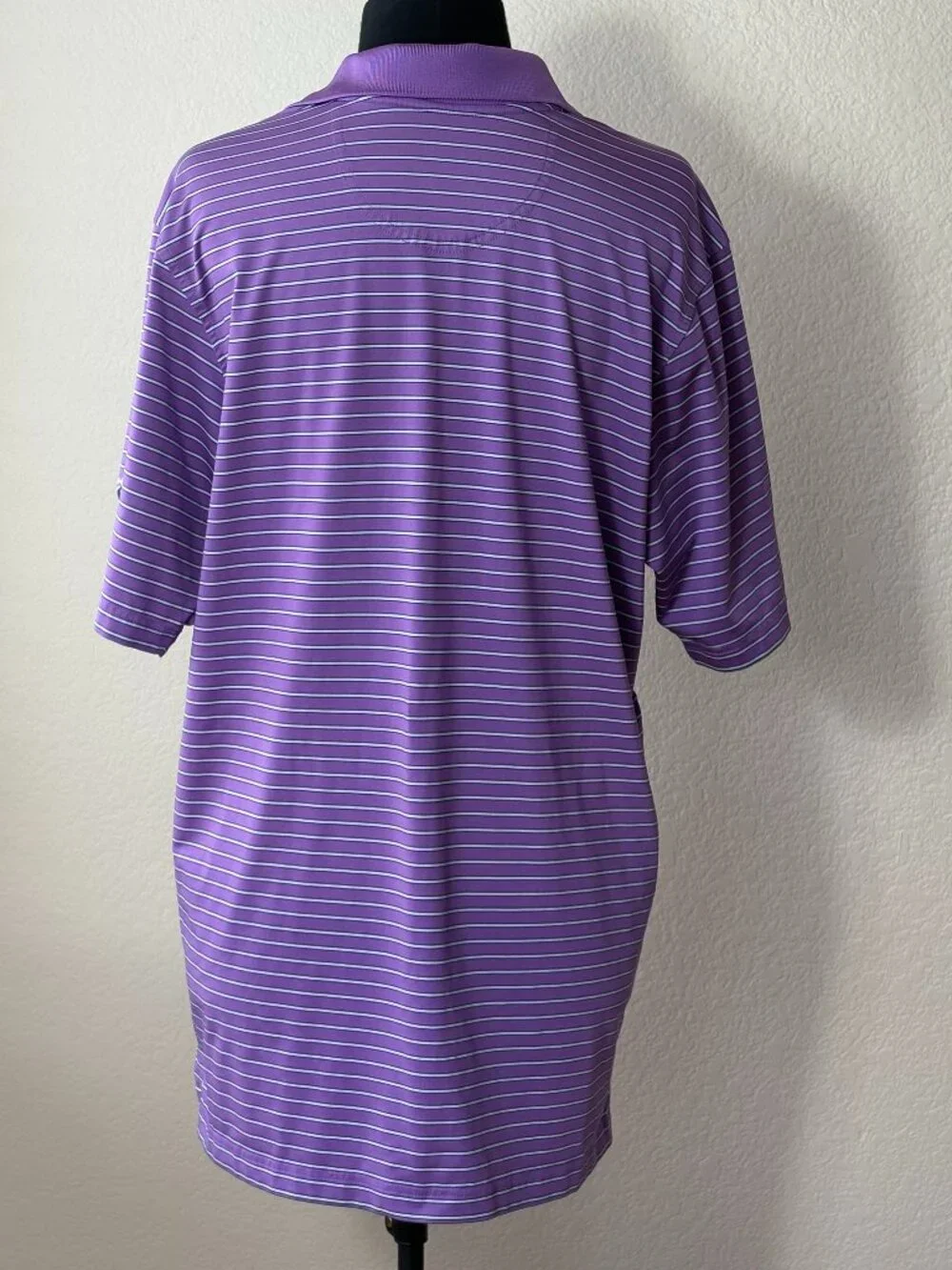 Victoria National Golf Club Polo Shirt Mens M Purple Striped F&G Tech Golf
